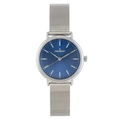 Peugeot Sleek Stainless Steel Mesh Watch- 30mm In Pink