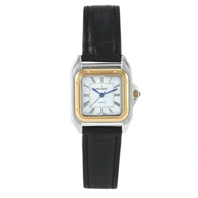 Peugeot Slim Leather Tank Watch- 36mm In Black