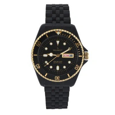 Peugeot Sport Day Date Rotating Bezel Bracelet Watch- 40mm In Black