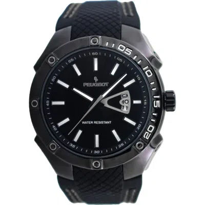 Peugeot Sports Calendar Silicone Rubber Watch In Purple