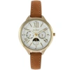 Peugeot Sun Moon Multi Function Suede Strap Watch In Brown