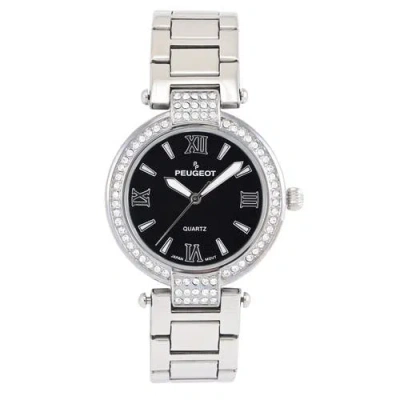 Peugeot T Bar European Crystal Bracelet Watch- 38mm In White