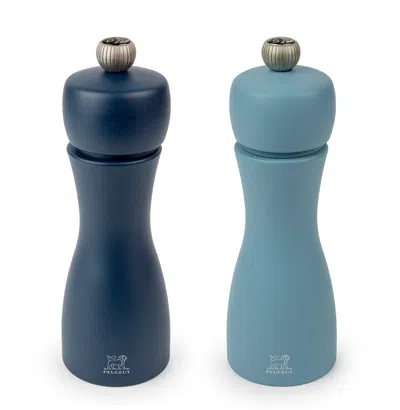 PEUGEOT TAHITI DUO 6 INCH SALT & PEPPER MILL SET, BLUE TONES