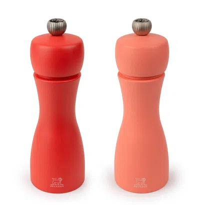 PEUGEOT TAHITI DUO 6 INCH SALT & PEPPER MILL SET, RED TONES
