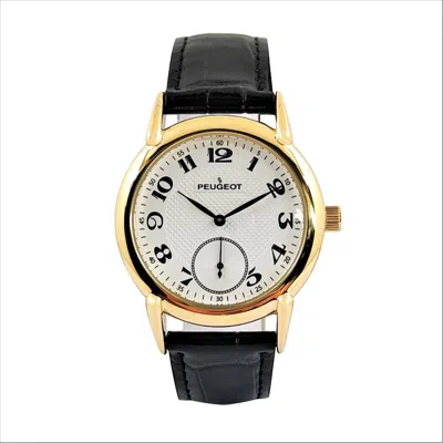 Peugeot Vintage Easy Read Remote Sweep Leather Watch In Black