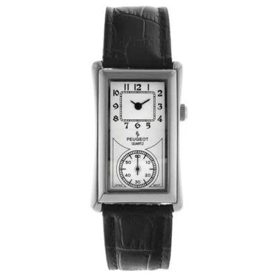 Peugeot Vintage Large Rectangular Remote Sweep Leather Watch- 40x24mm In Black