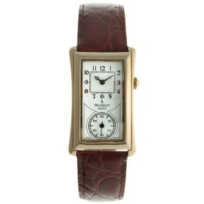 Peugeot Vintage Large Rectangular Remote Sweep Leather Watch- 40x24mm In White