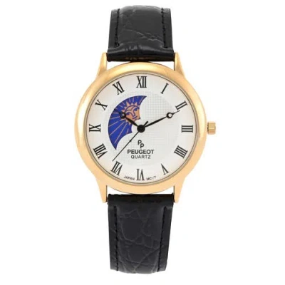 Peugeot Vintage Left Window Sun Moon Leather Watch- 38mm In Black