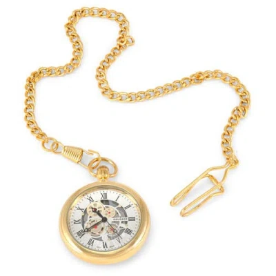 Peugeot Vintage Open Face Cable Chain Pocketwatch- 42mm In Gold