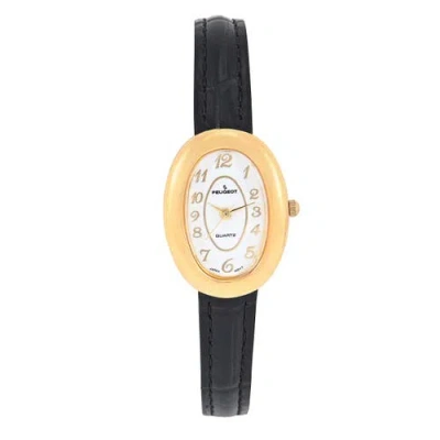 Peugeot Vintage Petite Oval Leather Strap Watch- 30x22mm In Red
