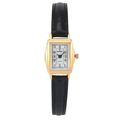 Peugeot Vintage Rectangular Small Face Watch In Black
