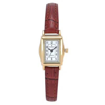 Peugeot Vintage Rectangular Small Face Watch In Brown