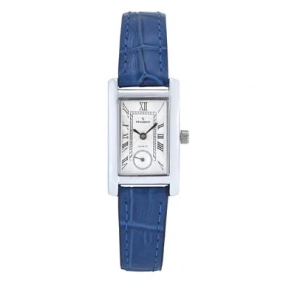 Peugeot Vintage Tank Remote Sweep Leather Watch- 20x35mm In Blue