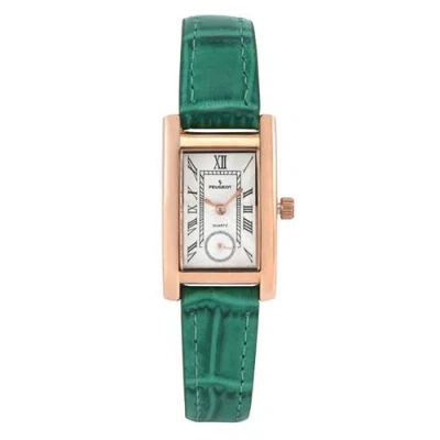 Peugeot Vintage Tank Remote Sweep Leather Watch- 20x35mm In Green