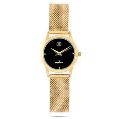Peugeot Wafer Slims Designer Status Minimlaist Watch- 30mm In Mesh Black