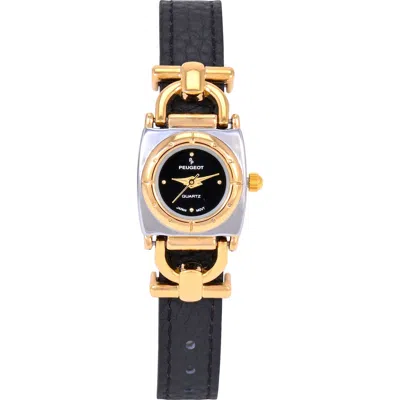 Peugeot Women's Horsebit Watch With Slide-through Leather Band- 20mm In Black