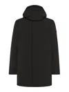 Peuterey Technical Coat In Graphite Blue Recycled Fabric In Black