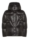 Peuterey Giubbino Puffer Lucido Con Cappuccio Nero In Blue