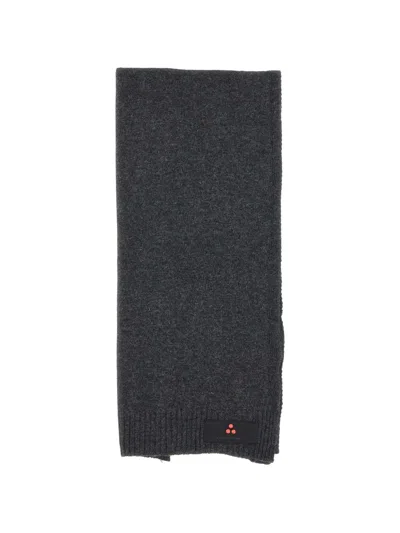 Peuterey Adasic Ribbed Logo-patch Scarf In Gray
