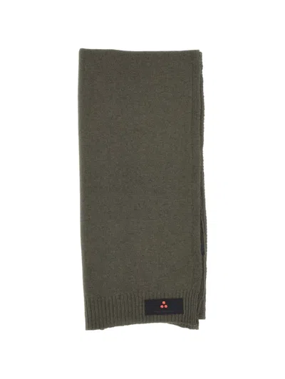 Peuterey Adasicribbed Logo-patch Scarf In Green