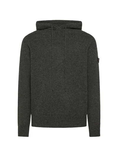 Peuterey Drawstring Hooded Wool-yak Knit Hoodie In Black