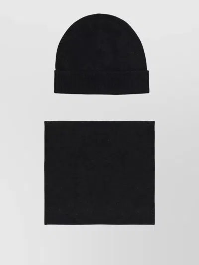 Peuterey Beanie And Scarf Set Knit Ribbed Cuff
