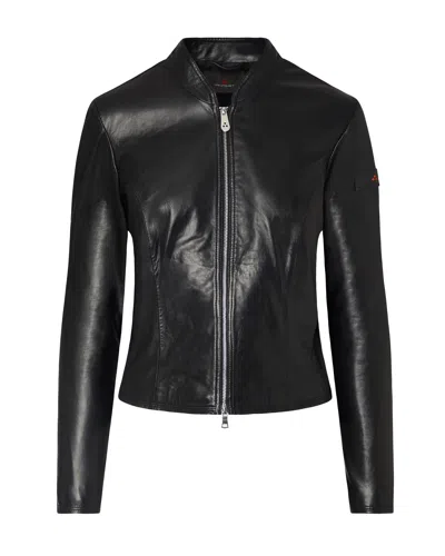Peuterey Lover 07 Zip-up Leather Jacket In Black