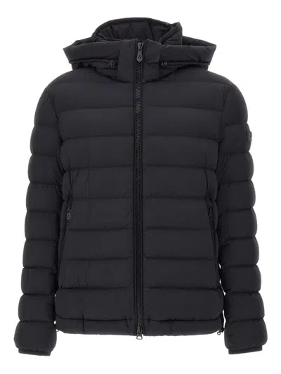 Peuterey Black 'boggs' Quilted Down Jacket With Hood  In Blue