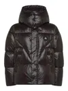 Peuterey Black Down Jacket With Hood And Logo In Brown