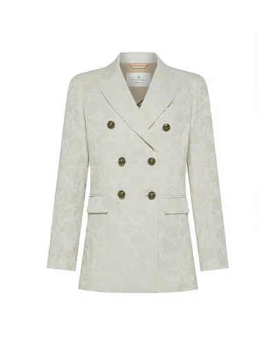 Peuterey Double-breasted Blazer With Ecru Jewel Buttons In Toni Neutri