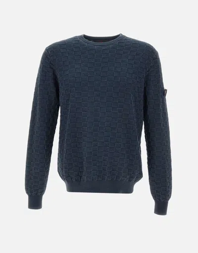 Peuterey Navy Blue Geometric Cotton Sweater