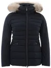 PEUTEREY PEUTEREY ELEGANT BLUE QUILTED JACKET WITH FUR WOMEN'S COLLAR