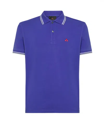Peuterey Blue Short-sleeved Polo Shirt In Bluette