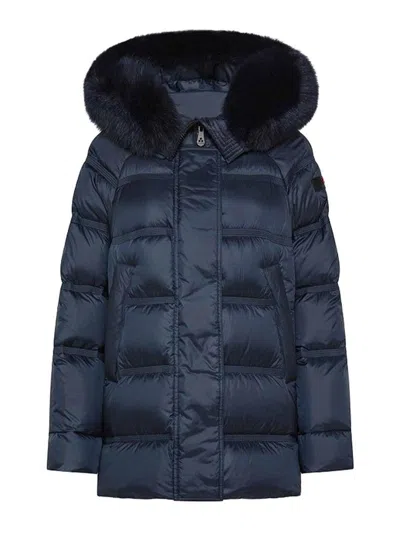 Peuterey Takan Blue Puffer Jacket With Fur Hood