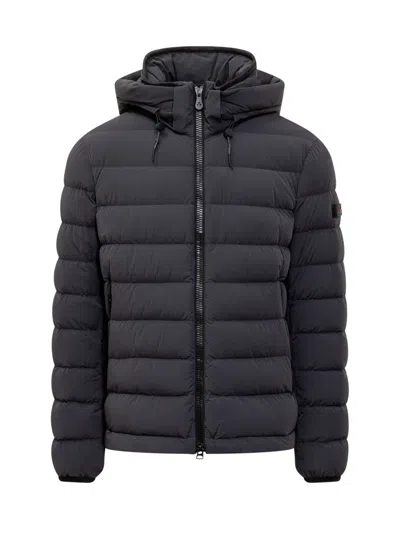 Peuterey Short Blue Down Jacket  Boggs Kn In Grey