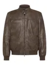 Peuterey Bomber In Pelle Effetto Vintage Marrone In Brown