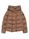 Peuterey Cropped Brown Quilted Coat With High Collar And Spacious Hood In Brown