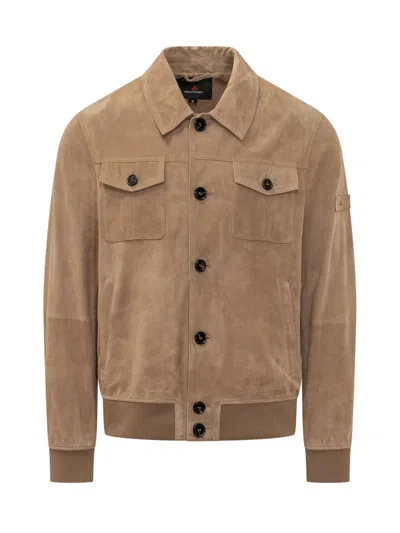 Peuterey Brown Shirt Collar Jacket In Neutral