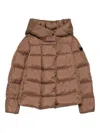Peuterey Cropped Brown Quilted Coat With High Collar And Spacious Hood In Brown