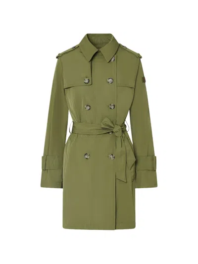 Peuterey Button-up Belted Coat In Green