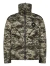 Peuterey Camouflage Puffer Jacket With High Collar In Green
