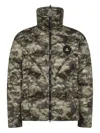 Peuterey Camouflage Puffer Jacket With High Collar In Green