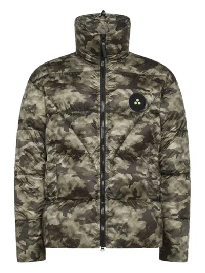 PEUTEREY CAMOUFLAGE PUFFER JACKET WITH HIGH COLLAR