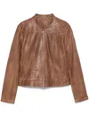 Peuterey Brown Leather Jacket With High Collar In Brown
