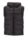 Peuterey Hooded Padded Vest With Horizontal Quilting In Black
