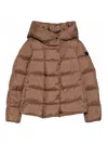 Peuterey Cropped Brown Quilted Coat With High Collar And Spacious Hood In Brown