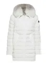 Peuterey Quilted Down Jacket With Faux Fur Hood In White
