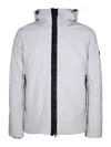 Peuterey Short Jacket In Stretch Polyester Canvas Bonded To Jersey In White