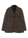 Peuterey Check-pattern Flap-pocket Blazer In Brown