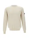 Peuterey Checked-weave Logo-patch Sweater In Neutral